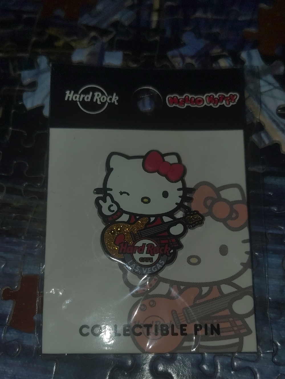 Hard Rock Cafe Hello Kitty Pin in White, Red & Gold